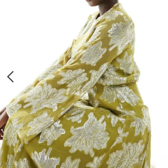 ASOS formal funky metallic long sleeve midi dress with frill cuffs - Picture 4 of 4